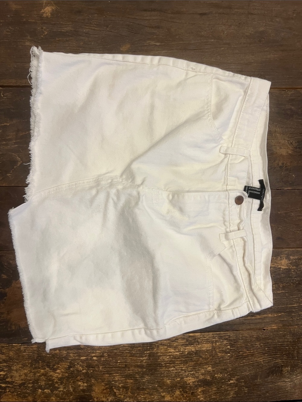 Forever 21 White Women's Denim Shorts - Casual Frayed Hem